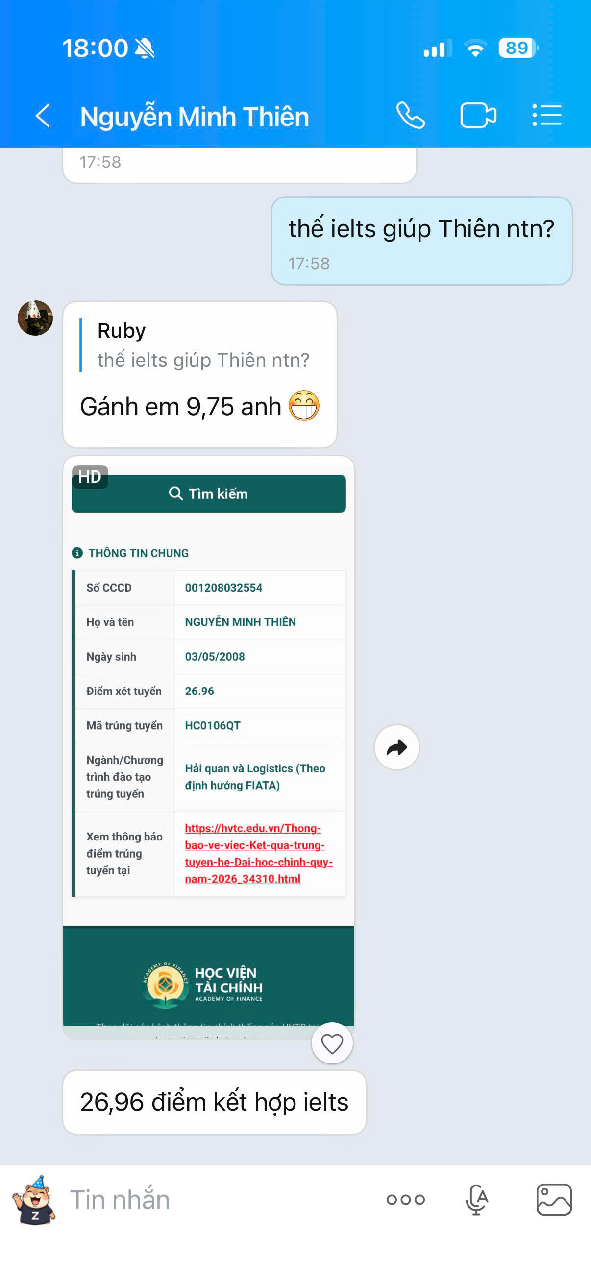 Minh chứng kết quả IELTS đã ẩn thông tin định danh 12